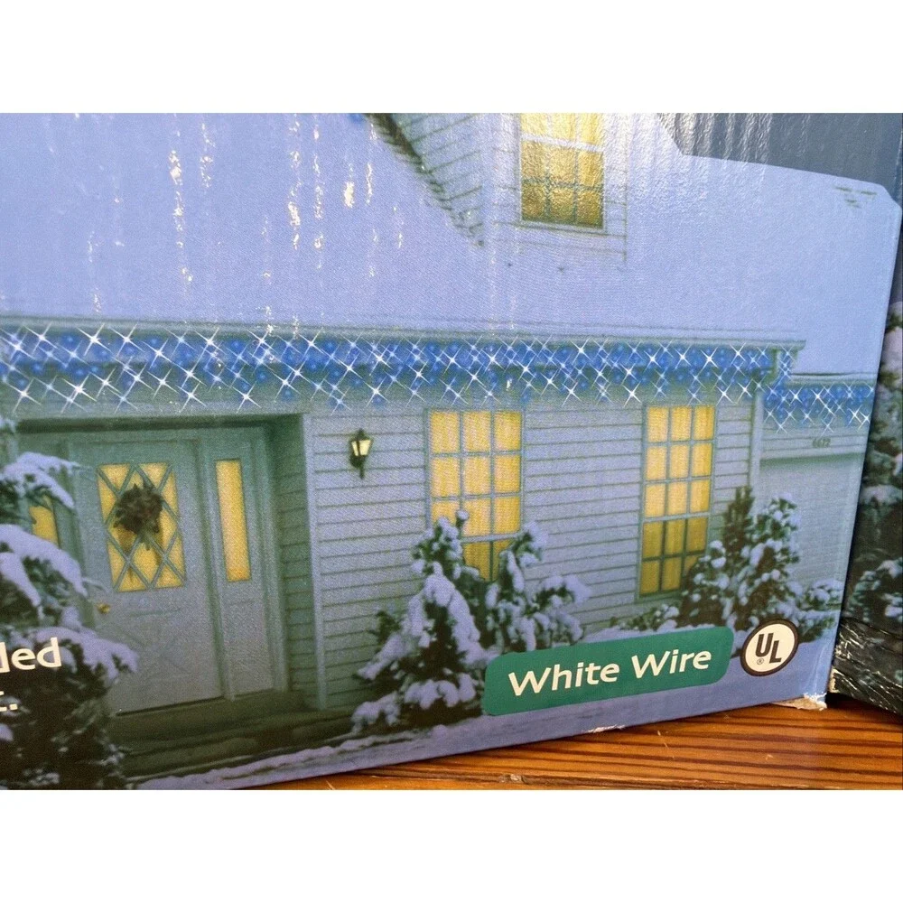 300 Blue Icicle Lights ~ White Wire Christmas Collection LOT of 3-NEW!